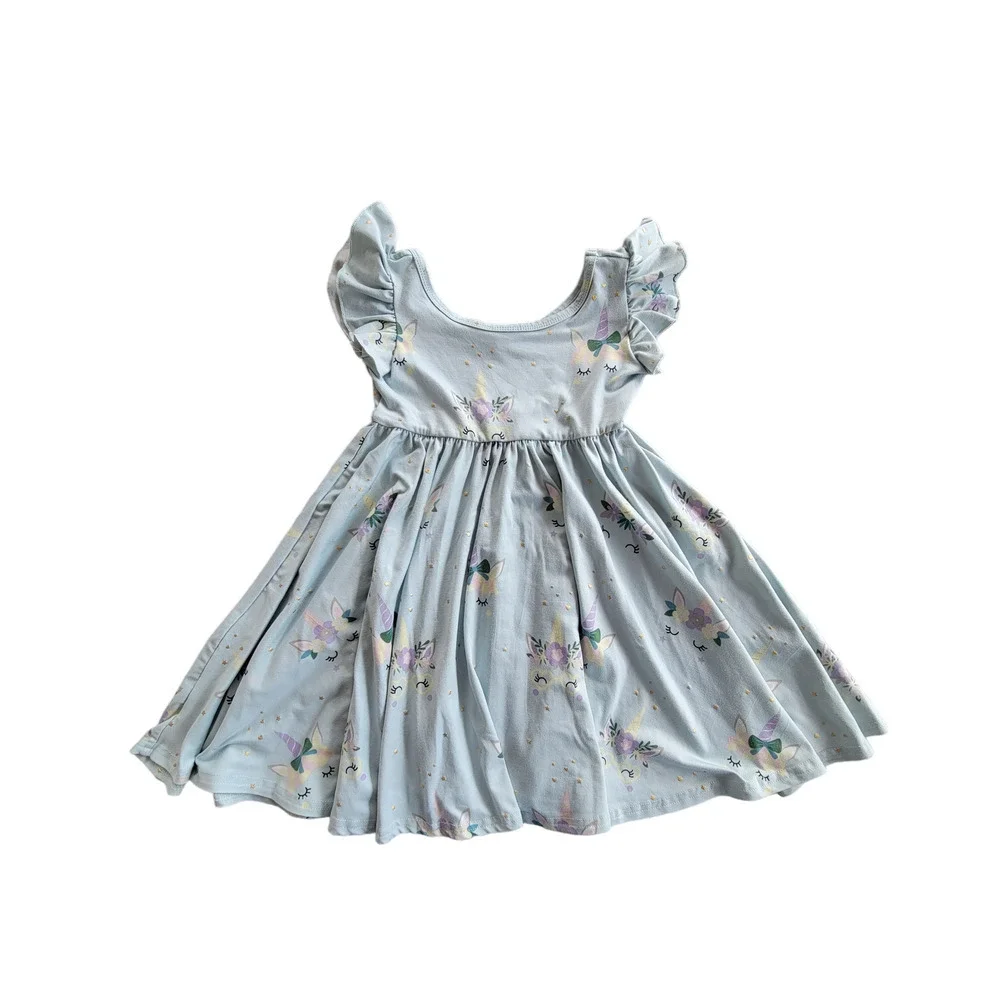 DotDot Smile Unicorn Ruffle Swing Dress Bow Skirted Romper 2PC Bundle‎ Size 3/4